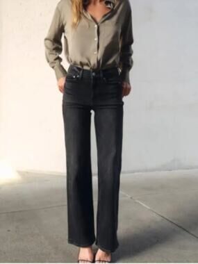 AYR The Secret Sauce Wide Leg Jeans in Date Night Black Washed Sz 32
